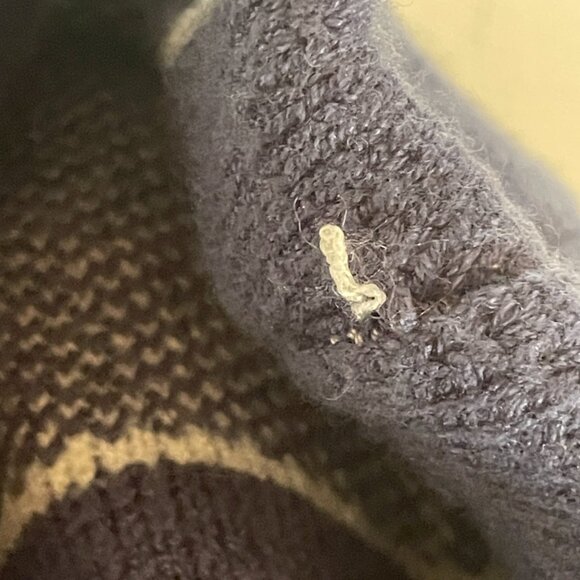 Kirundo Window Pane Cowl Neck, Cozy Knit Sweater in White and Navy, Size Medium - Picture 4 of 5